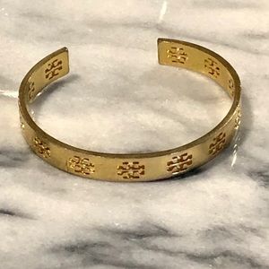 Tory Burch Gold Pierced Logo Cuff Bracelet